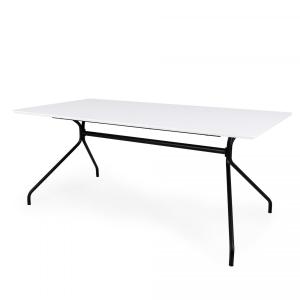 Table à manger rectangulaire 180x90cm blanche pieds noirs