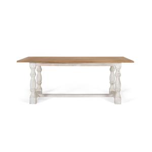 Table à manger rectangulaire avec pieds tournés en blanc 20…