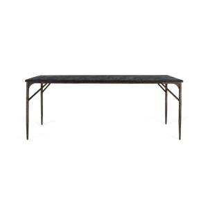 Table à manger rectangulaire bois massif et pieds métal bro…