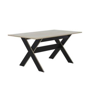 Table à manger rectangulaire décor bois et noir - L160cm