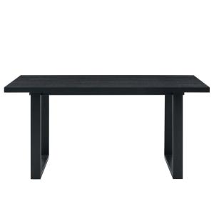 Table à manger rectangulaire, effet bois et métal, noir