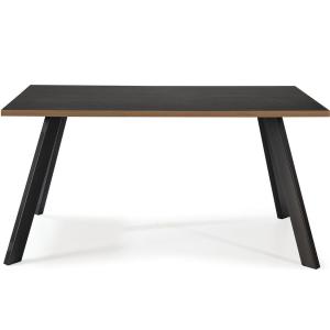 Table à manger rectangulaire effet noyer / bois noir 160 cm