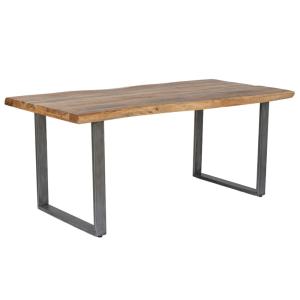 Table à manger rectangulaire en acacia laqué et fer 180x90x…