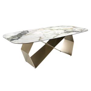 Table à manger rectangulaire en marbre porcelaine et acier…