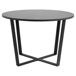 Table à manger ronde 110 cm plateau aspect marbre noir et m…