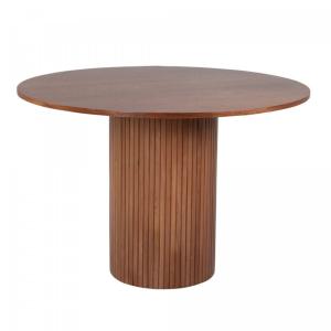 Table à manger ronde 110cm pied central en bois marron