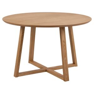 Table à manger ronde 120x120x75 cm décor chêne - MALIK