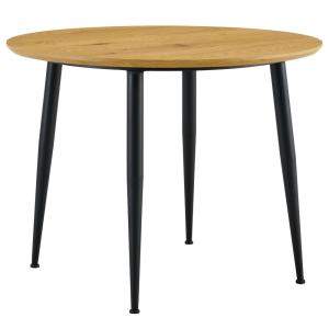 Table à manger ronde 4 personnes, effet bois et métal, coul…