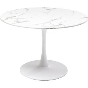 Table à manger ronde 4 personnes en marbre et acier blanc D…
