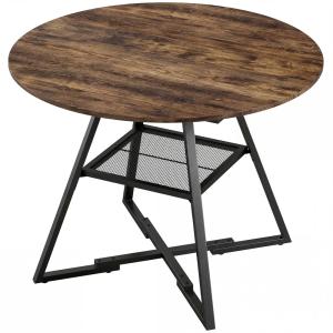 Table à manger ronde 4 personnes étagère métal et bois brun…