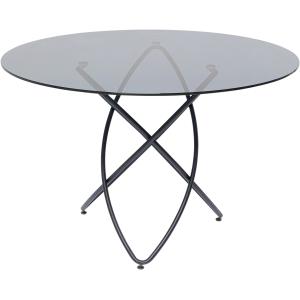Table à manger ronde 6 personnes en verre et acier noir D12…