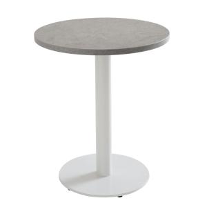 Table à manger ronde 60 cm pied blanc et revêtement béton g…