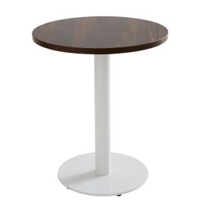 Table à manger ronde 60 cm pied blanc et revêtement bois fo…