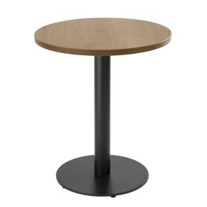 Table à manger ronde 60 cm pied noir et revêtement bois cla…
