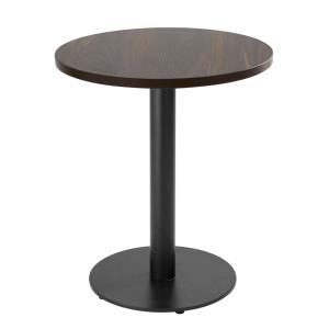 Table à manger ronde 60 cm pied noir et revêtement bois fon…