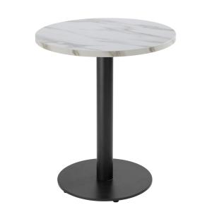 Table à manger ronde 60 cm pied noir et revêtement marbre b…