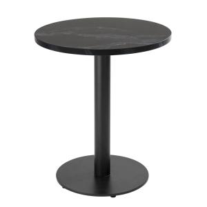 Table à manger ronde 60 cm pied noir et revêtement marbre n…