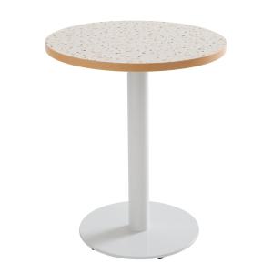 Table à manger ronde 60 cm pied noir et revêtement terrazzo…