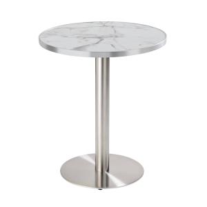 Table à manger ronde 60 cm plateau marbre blanc/argent et p…