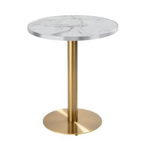 Table à manger ronde 60 cm plateau marbre blanc/argent et p…