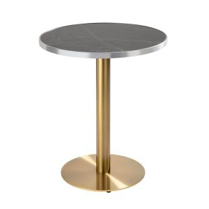 Table à manger ronde 60 cm plateau marbre noir/argent et pi…