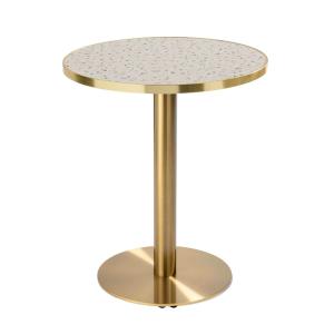 Table à manger ronde 60 cm plateau terrazzo/doré et pied do…