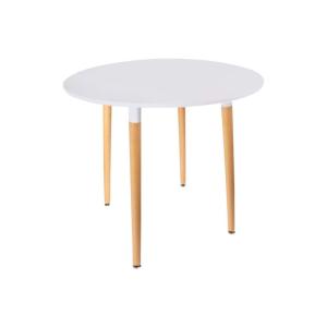 Table à manger ronde 76x75,5 cm en hêtre naturel et blanc