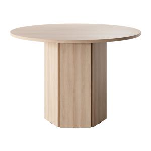 Table à manger ronde aspect bois de chêne beige, 110x75 cm