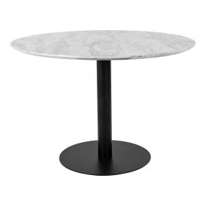 Table à manger ronde aspect marbre 110 cm gris
