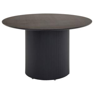 Table à manger ronde avec pied cannelé en métal, noir