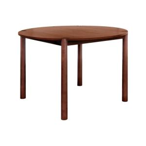 Table à manger ronde bois d'hévéa 4 places noyer