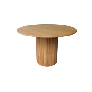 Table à manger ronde bois d'hévéa et placage chêne naturel…