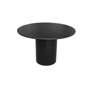 Table à manger ronde bois d'hévéa et placage chêne noir 4 p…
