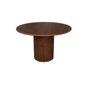 Table à manger ronde bois d'hévéa et placage chêne noyer 4…