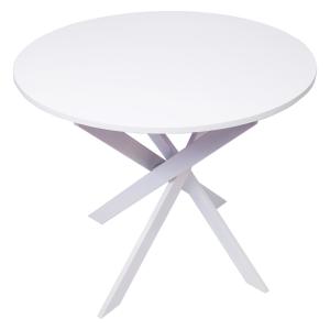 Table à manger ronde effet bois blanc  90x90x77cm