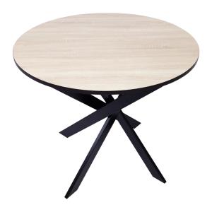 Table à manger ronde effet bois de chêne et noir 90x90x77cm…