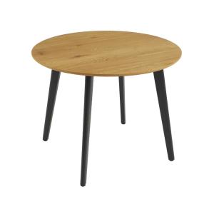 Table à manger ronde effet chêne pieds métal 4 places