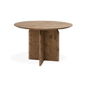 Table à manger ronde en bois de sapin vieilli 110x75,2cm