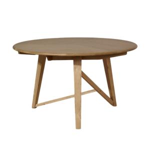 Table à manger ronde en chêne massif, 6 couverts