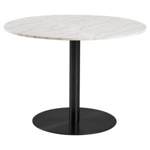 Table à manger ronde en marbre blanc pied noir