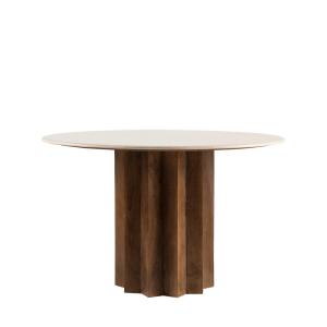 Table à manger ronde en marbre et bois massif D120cm blanc…