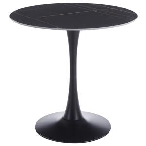 Table à manger ronde en métal et céramique, noir