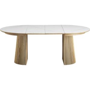 Table à manger ronde extensible en céramique effet marbre /…