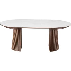 Table à manger ronde extensible en céramique effet marbre /…