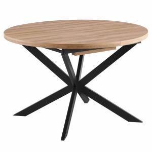 Table à manger ronde extensible en MDF et aluminium noir et…