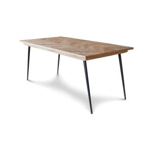 Table à pieds compas en bois marron