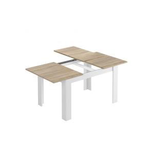 Table à rallonge effet bois beige, blanc 190x90 cm