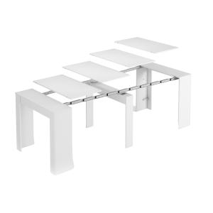 Table à rallonge effet bois blanc brillant 51/237x90h78 cm