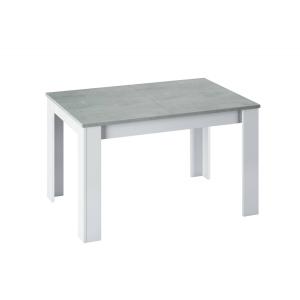 Table à rallonge effet bois ciment, blanc 190x90 cm
