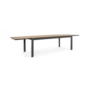 Table à rallonge en aluminium avec effet bois 220x100-340x1…